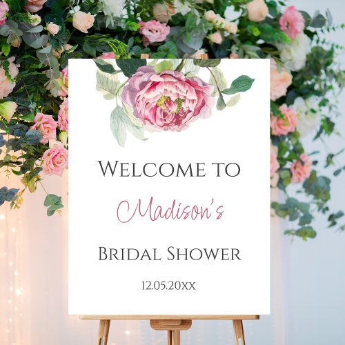 Pink Floral  Bridal Shower Welcome Sign