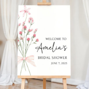 Pink Floral Bridal Shower Welcome Sign, Foam Board
