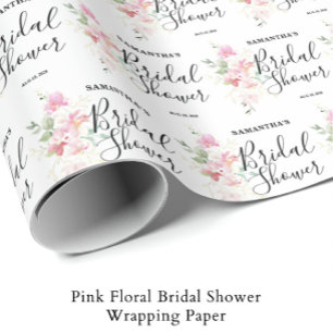 Pink Floral Bridal Shower  Wrapping Paper