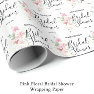 Pink Floral Bridal Shower  Wrapping Paper