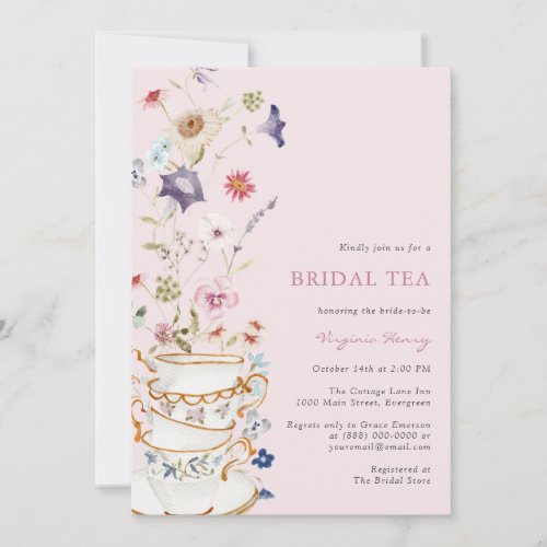 Pink Floral Bridal Tea Invitation