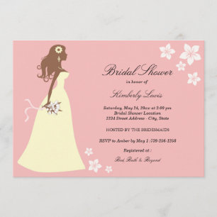 Pink Floral Bride Bridal Shower Invitation
