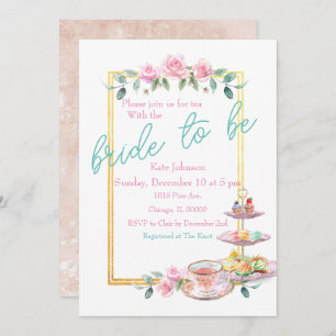Pink Floral Bride to Be Bridal Shower Tea Party  Invitation