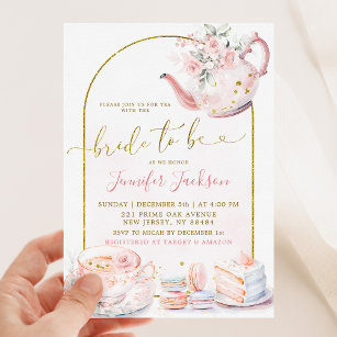 Pink Floral Bride to Be Bridal Shower Tea Party Invitation