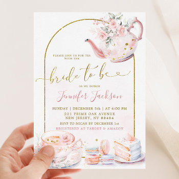 Pink Floral Bride To Be Bridal Shower Tea Party Invitation by PumpkinDesignCard at Zazzle