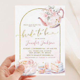 Pink Floral Bride to Be Bridal Shower Tea Party Invitation