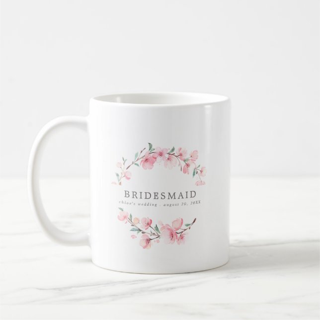 Pink Floral Bridesmaid Coffee Mug (Left)