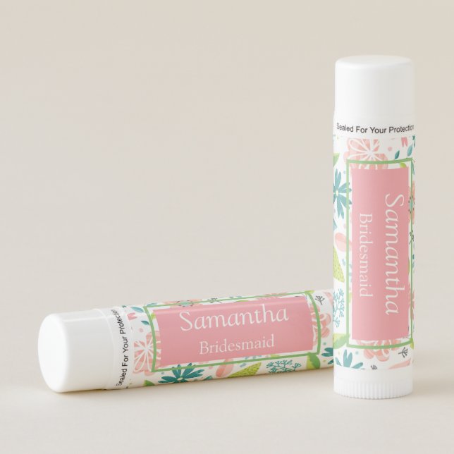 Pink Floral Bridesmaid Lip Balm (Front)