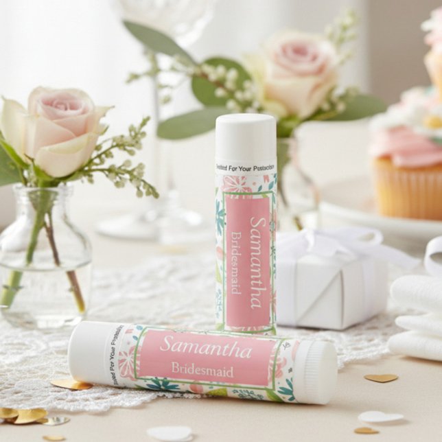 Pink Floral Bridesmaid Lip Balm (Creator Uploaded)