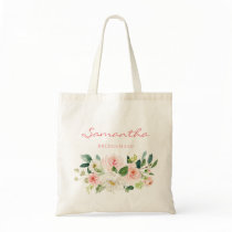 Pink floral Bridesmaid Personalized Tote Bag Pink floral Bridesmaid Personalized Tote Bag