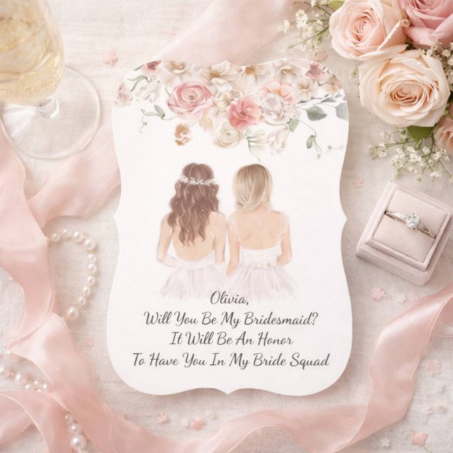Pink floral bridesmaid proposal card (Creator Uploaded)