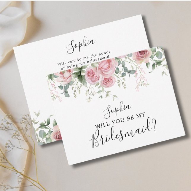 Pink Floral Bridesmaid Proposal Card (Creator Uploaded)
