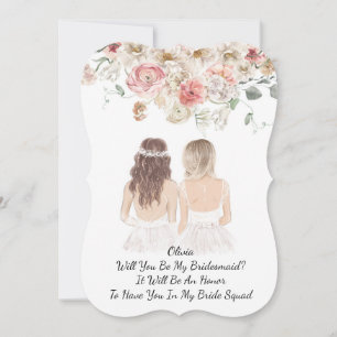 pink floral bridesmaid proposal save the date