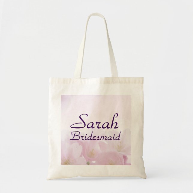 Pink Floral Bridesmaid Wedding Welcome Tote Bag (Front)