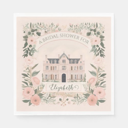 Pink Floral Bridgerton Manor House  Napkins