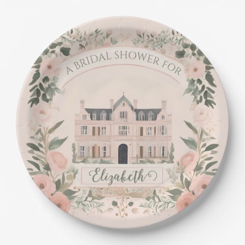 Pink Floral Bridgerton Manor House  Paper Plates