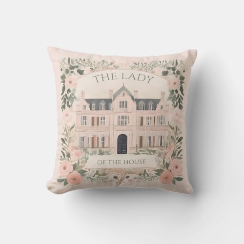 Pink Floral Bridgerton Manor House  Throw Pillow