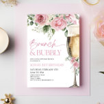 Pink Floral Brunch and Bubbly Birthday Brunch Invitation<br><div class="desc">This is a Pink Floral Champagne Brunch and Bubbly Birthday Brunch Invitation!</div>