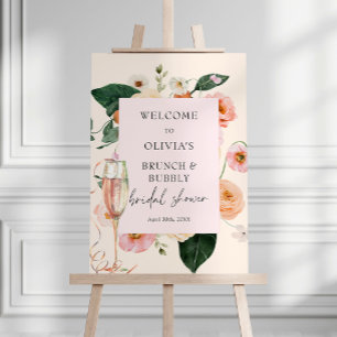Pink Floral Brunch & Bubbly Bridal Shower Foam Board