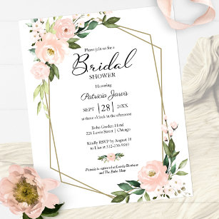 Pink Floral Budget Bridal Shower Invitation