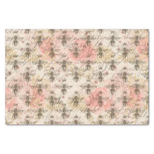 Pink Floral Bumble Bee Tissue Paper