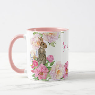 Pink Floral bunny  Mug