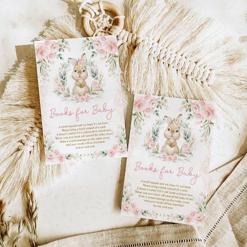 Pink Floral Bunny Rabbit Books for Baby Girl Enclosure Card