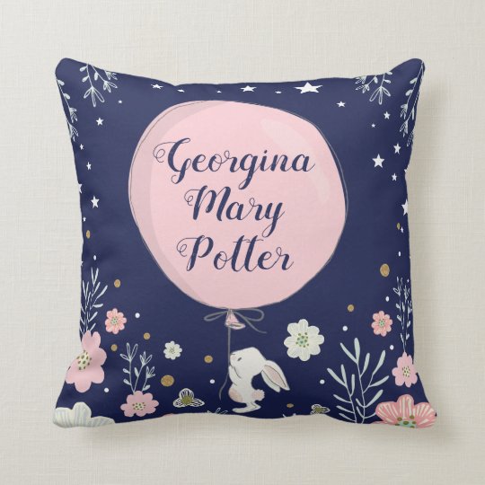 Pink Fl Bunny Rabbit Nursery Decor Cushion Zazzle Pink Fl Bunny Rabbit Nursery Decor Cushion