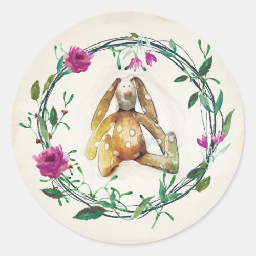 Pink Floral Bunny Rabbit Sticker