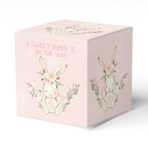 Pink Floral Bunny Themed Baby Shower Favor Box
