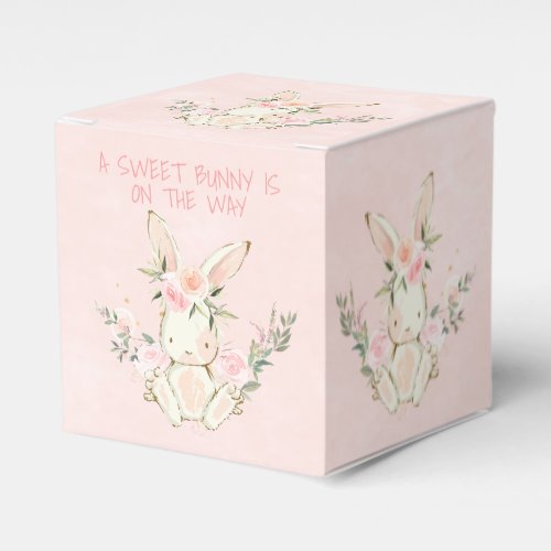 Pink Floral Bunny Themed Baby Shower Favor Box