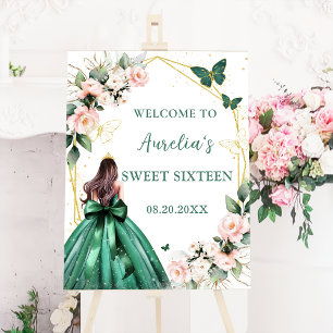 Pink Floral Butterflies Princess Sweet 16 Foam Board