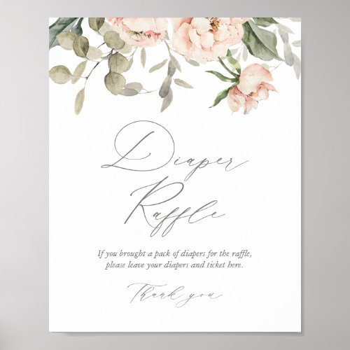 Pink Floral Butterfly Baby Shower Diaper Raffle Poster