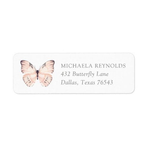 Pink Floral Butterfly Baby Shower Return Address Label