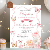 Pink Floral Butterfly Baptism & 1st Birthday