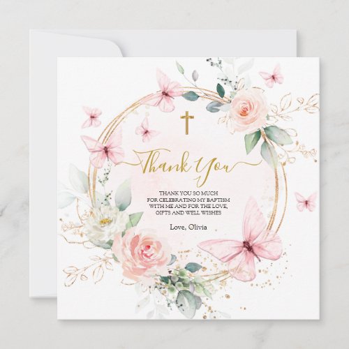 Pink Floral Butterfly Baptism Christening 