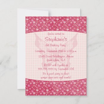 Pink Floral Butterfly Birthday Party Invitation by Jamene at Zazzle