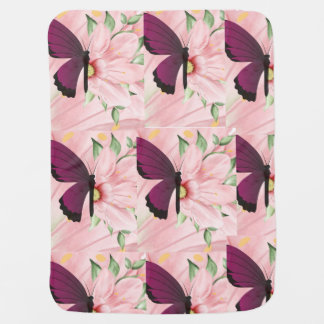Pink Floral Butterfly Design Baby Blanket