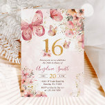 Pink Floral Butterfly Girl 16th Birthday Party Invitation<br><div class="desc">Pink Floral Butterfly Girl 16th Birthday Party Invitation</div>