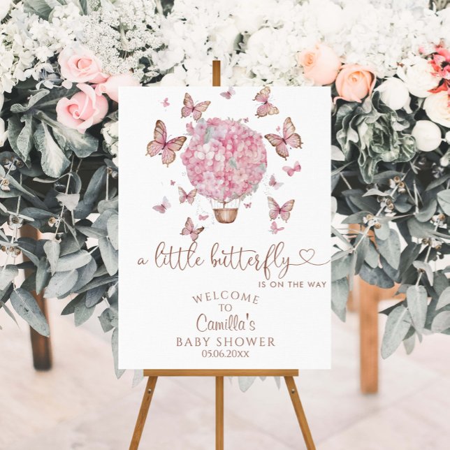 Pink Floral Butterfly Girl Baby Shower  Foam Board (Creator Uploaded)
