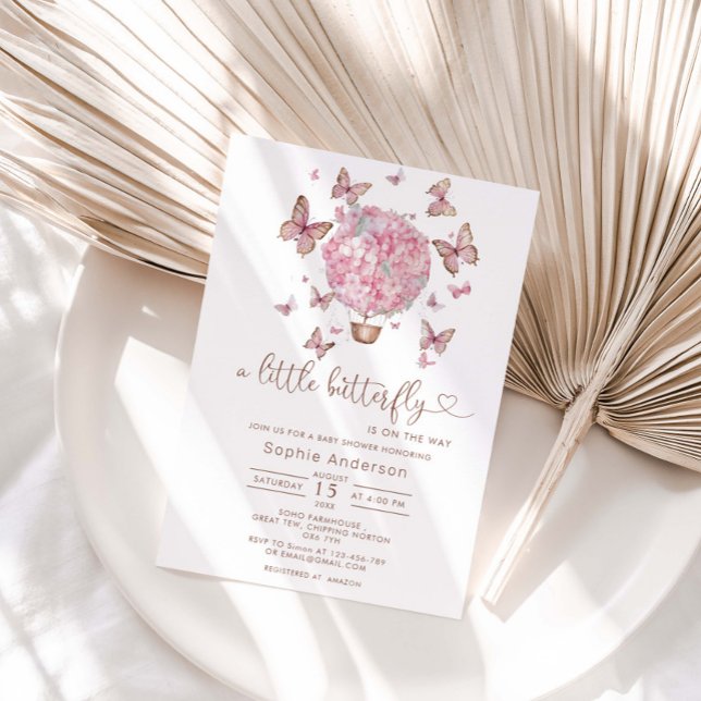 Pink Floral Butterfly Girl Baby Shower Invitation (Creator Uploaded)