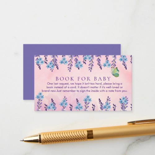 Pink Floral Butterfly Girl Baby Shower Miniature Enclosure Card