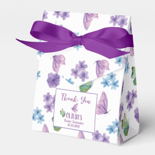 Pink Floral Butterfly Girl Baby Shower Welcome Favor Boxes