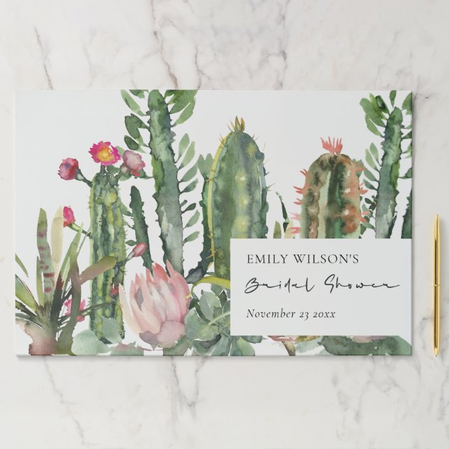 Pink Floral Cacti Foliage Bridal Shower Placemat (Insitu)