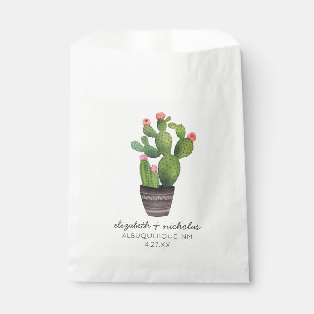Pink Floral Cactus Favor Bag (Front)