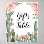 Pink Floral Cactus Gifts Table Sign at Zazzle