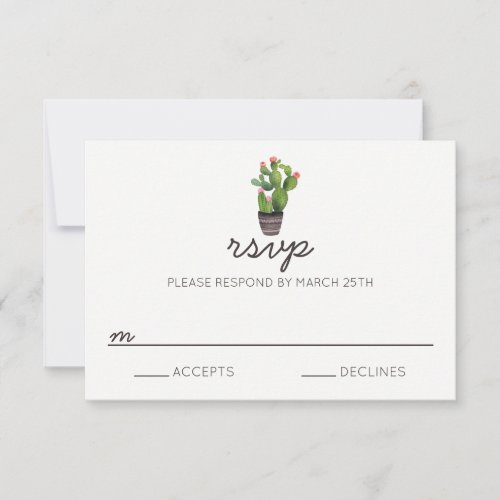 Pink Floral Cactus _ RSVP Card