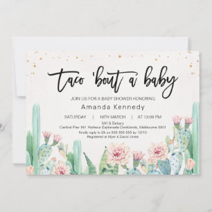 Pink Floral Cactus Taco Bout A Baby Baby Shower Invitation