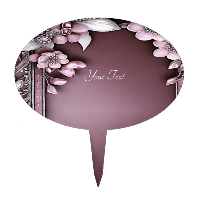 Pink Floral Cake Topper (Front)