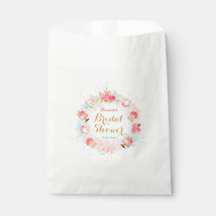 Pink Floral Cake Wreath Bridal Shower Favor Bags